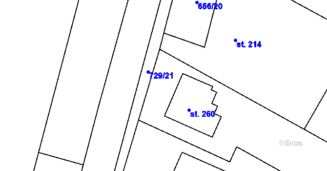 Parcela st. 656/45 v KÚ Račiněves, Katastrální mapa