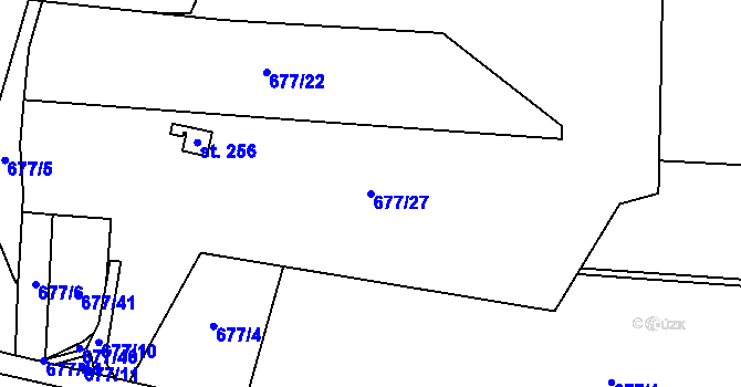 Parcela st. 677/27 v KÚ Račiněves, Katastrální mapa