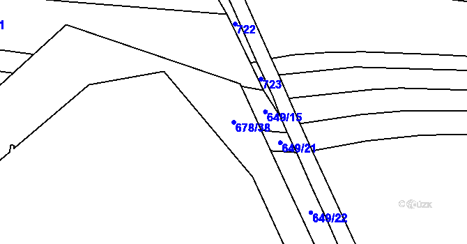 Parcela st. 678/38 v KÚ Račiněves, Katastrální mapa