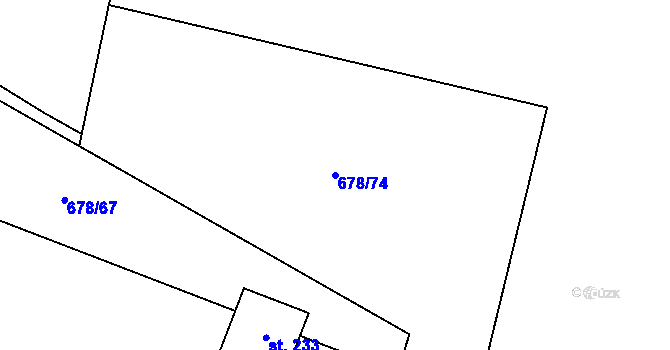 Parcela st. 678/74 v KÚ Račiněves, Katastrální mapa
