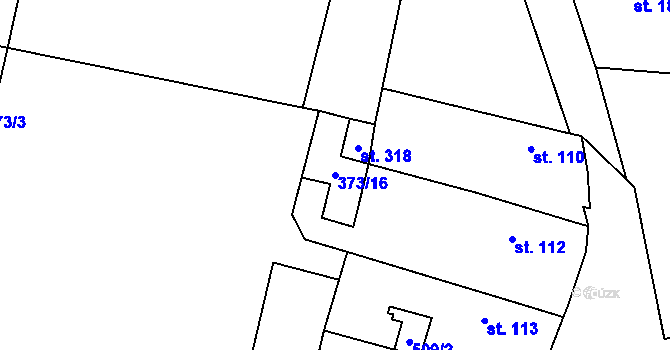 Parcela st. 373/16 v KÚ Račiněves, Katastrální mapa