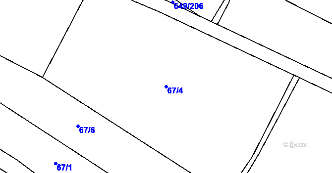 Parcela st. 67/4 v KÚ Račiněves, Katastrální mapa