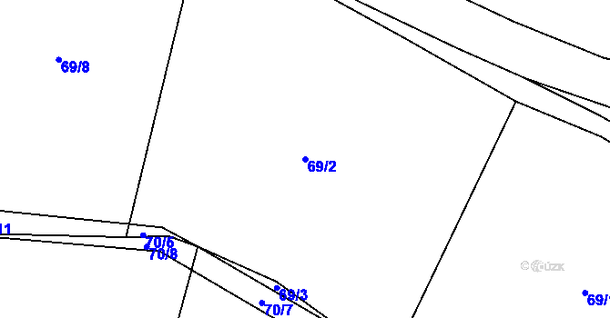 Parcela st. 69/2 v KÚ Račiněves, Katastrální mapa