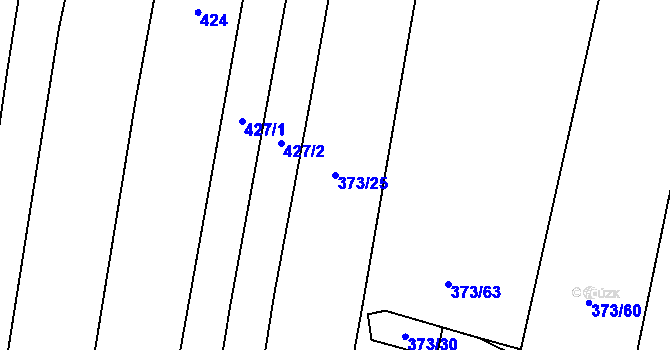 Parcela st. 373/25 v KÚ Račiněves, Katastrální mapa