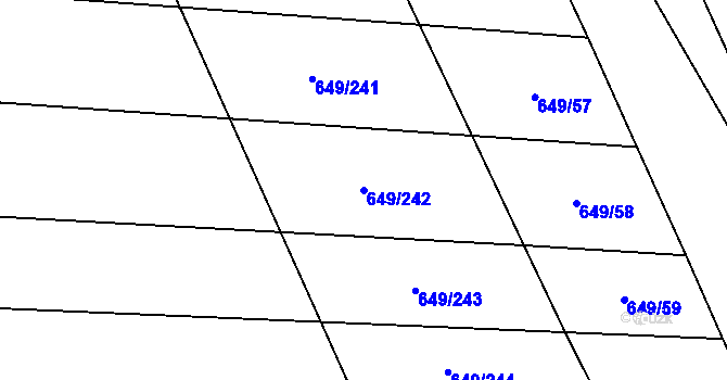 Parcela st. 649/242 v KÚ Račiněves, Katastrální mapa