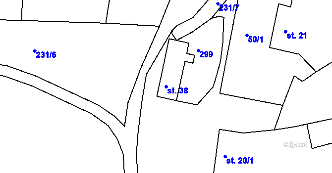 Parcela st. 38 v KÚ Radčice u Vodňan, Katastrální mapa