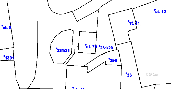 Parcela st. 75 v KÚ Radčice u Vodňan, Katastrální mapa