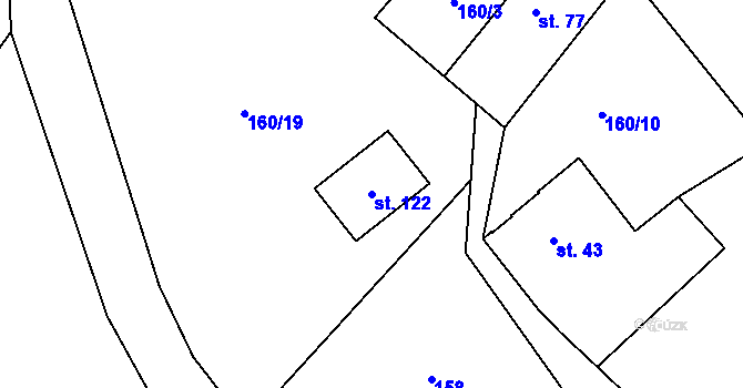 Parcela st. 122 v KÚ Radčice u Vodňan, Katastrální mapa