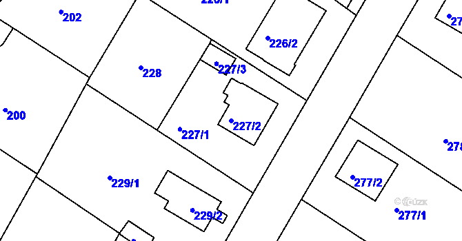 Parcela st. 227/2 v KÚ Radčice u Plzně, Katastrální mapa