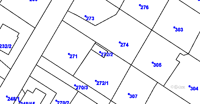 Parcela st. 272/2 v KÚ Radčice u Plzně, Katastrální mapa