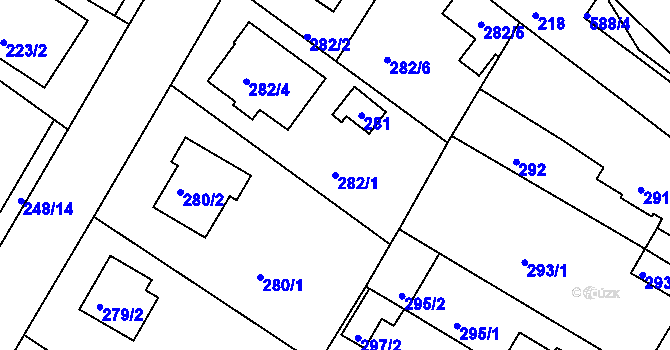 Parcela st. 282/1 v KÚ Radčice u Plzně, Katastrální mapa