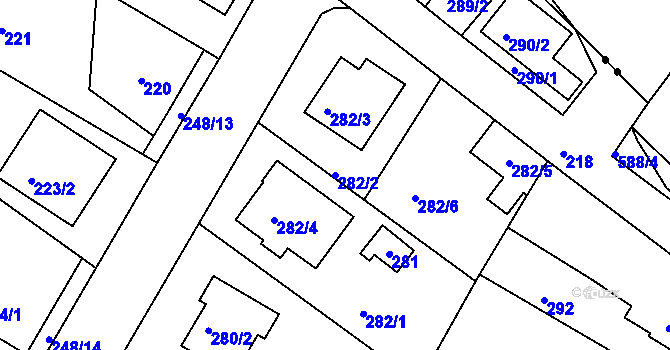 Parcela st. 282/2 v KÚ Radčice u Plzně, Katastrální mapa