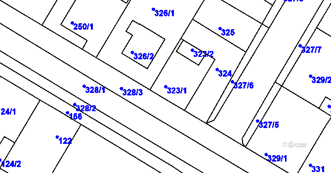 Parcela st. 323/1 v KÚ Radčice u Plzně, Katastrální mapa