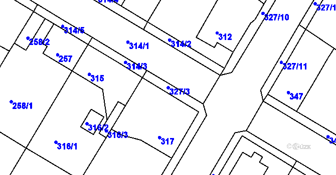 Parcela st. 327/3 v KÚ Radčice u Plzně, Katastrální mapa