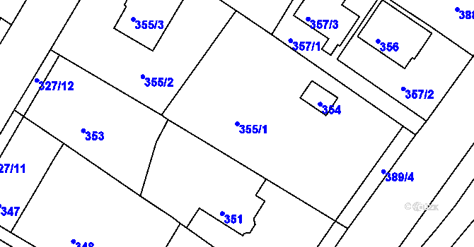 Parcela st. 355/1 v KÚ Radčice u Plzně, Katastrální mapa