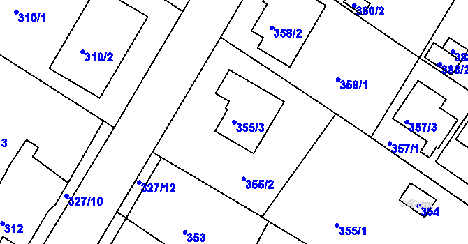 Parcela st. 355/3 v KÚ Radčice u Plzně, Katastrální mapa