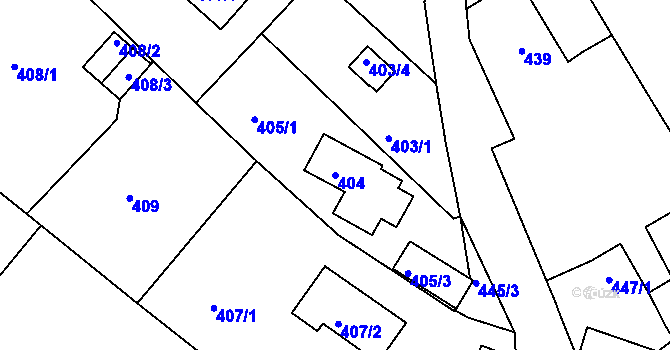Parcela st. 404 v KÚ Radčice u Plzně, Katastrální mapa