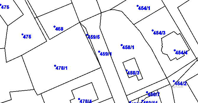 Parcela st. 459/1 v KÚ Radčice u Plzně, Katastrální mapa