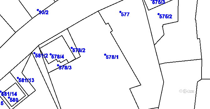 Parcela st. 578/1 v KÚ Radčice u Plzně, Katastrální mapa