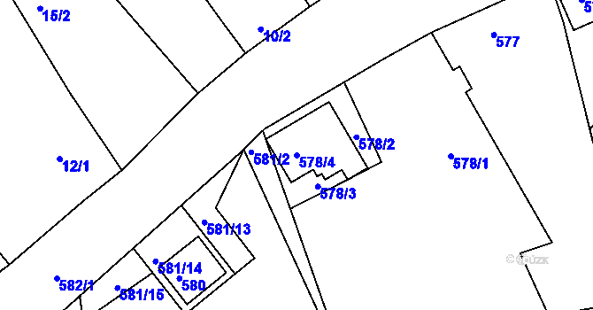 Parcela st. 578/4 v KÚ Radčice u Plzně, Katastrální mapa