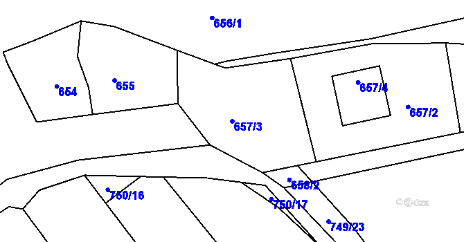 Parcela st. 657/3 v KÚ Radčice u Plzně, Katastrální mapa