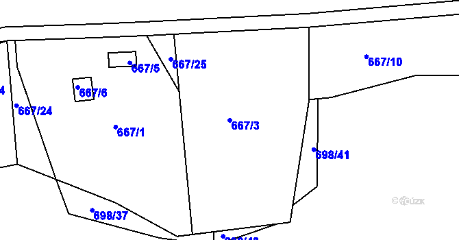 Parcela st. 667/3 v KÚ Radčice u Plzně, Katastrální mapa
