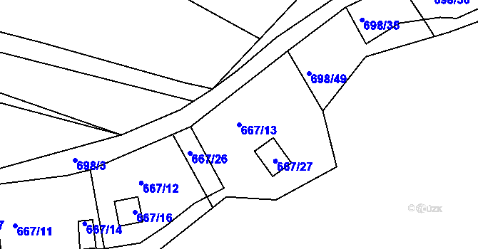 Parcela st. 667/13 v KÚ Radčice u Plzně, Katastrální mapa