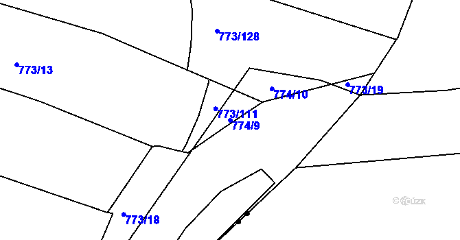 Parcela st. 774/9 v KÚ Radčice u Plzně, Katastrální mapa