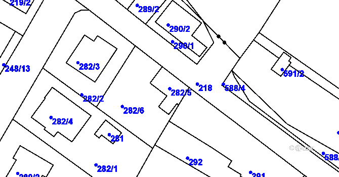 Parcela st. 282/5 v KÚ Radčice u Plzně, Katastrální mapa
