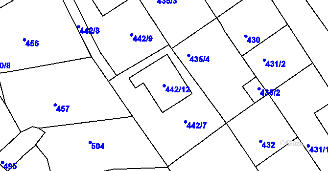 Parcela st. 442/12 v KÚ Radčice u Plzně, Katastrální mapa
