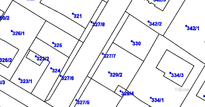 Parcela st. 327/7 v KÚ Radčice u Plzně, Katastrální mapa