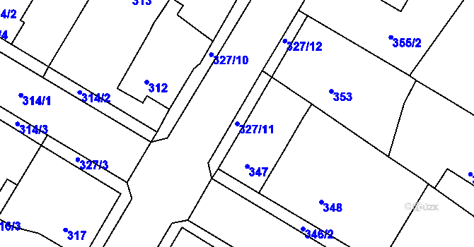 Parcela st. 327/11 v KÚ Radčice u Plzně, Katastrální mapa