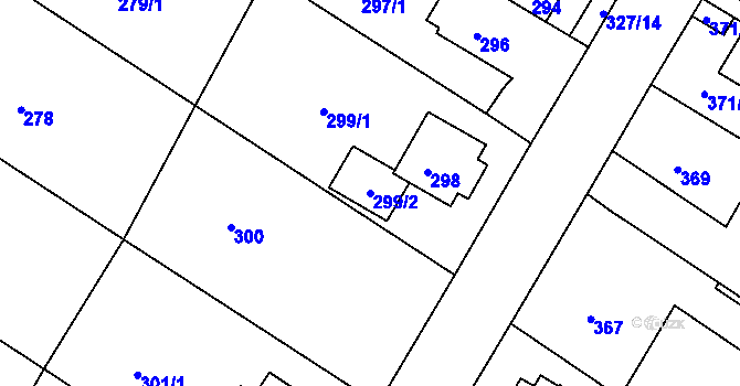 Parcela st. 299/2 v KÚ Radčice u Plzně, Katastrální mapa
