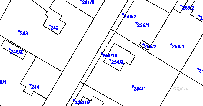 Parcela st. 248/18 v KÚ Radčice u Plzně, Katastrální mapa