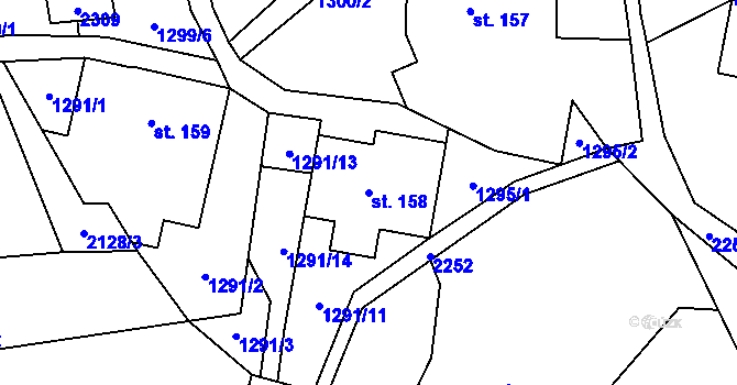 Parcela st. 158 v KÚ Radčice, Katastrální mapa