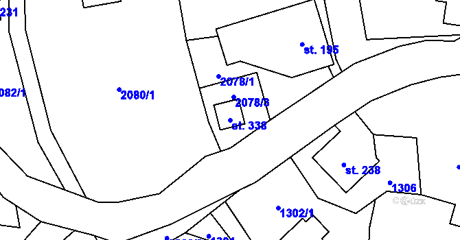 Parcela st. 338 v KÚ Radčice, Katastrální mapa