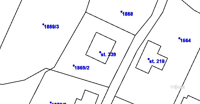 Parcela st. 339 v KÚ Radčice, Katastrální mapa