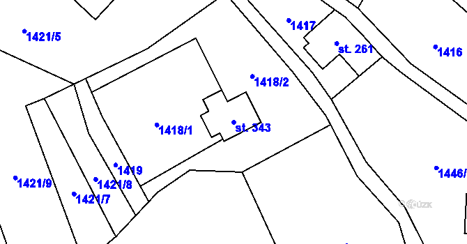 Parcela st. 343 v KÚ Radčice, Katastrální mapa