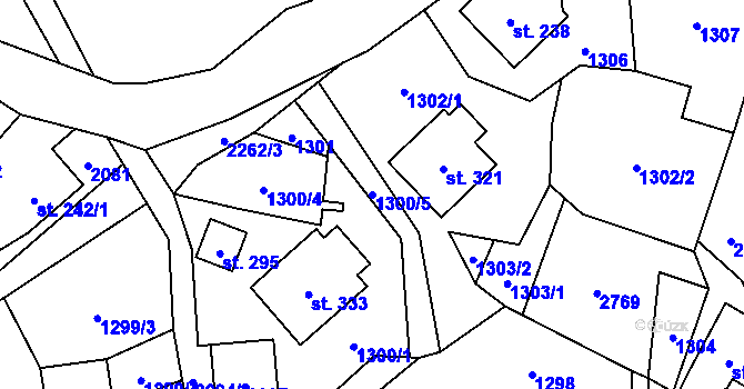 Parcela st. 1300/5 v KÚ Radčice, Katastrální mapa