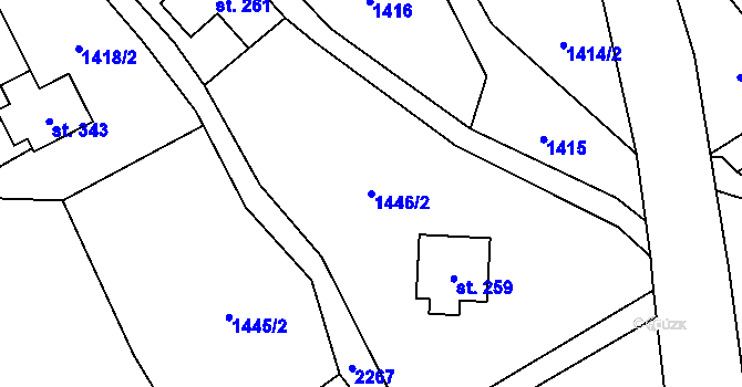 Parcela st. 1446/2 v KÚ Radčice, Katastrální mapa