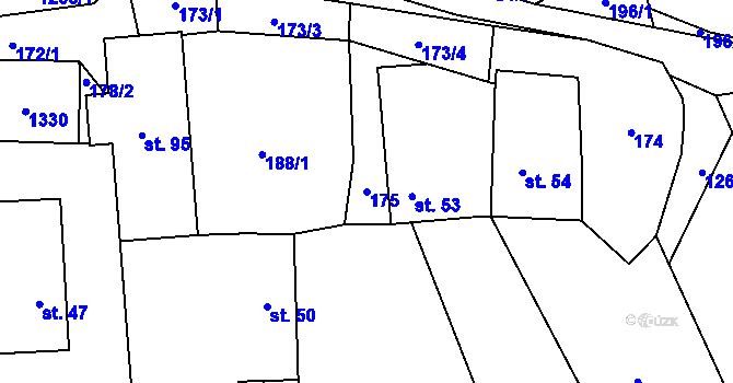 Parcela st. 175 v KÚ Radčice u Skutče, Katastrální mapa