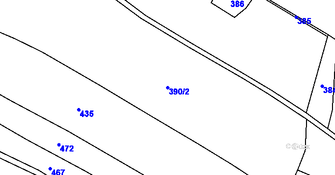Parcela st. 390/2 v KÚ Radčice u Skutče, Katastrální mapa