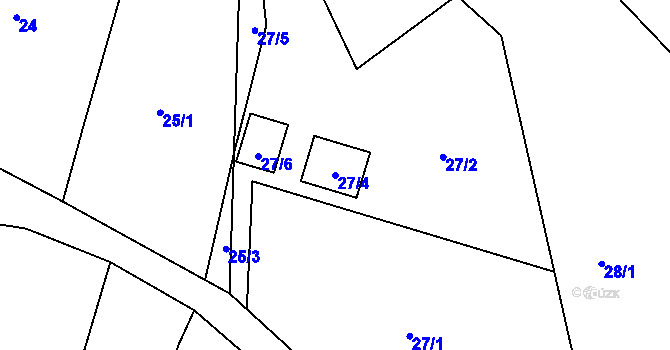 Parcela st. 27/4 v KÚ Radeč u Horní Police, Katastrální mapa