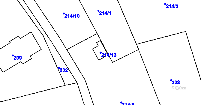 Parcela st. 214/13 v KÚ Radeč u Horní Police, Katastrální mapa