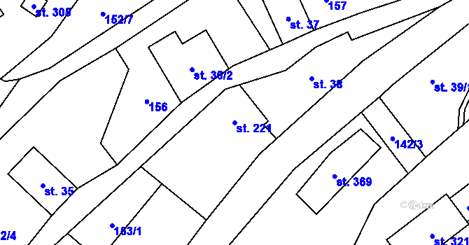 Parcela st. 221 v KÚ Radeč, Katastrální mapa