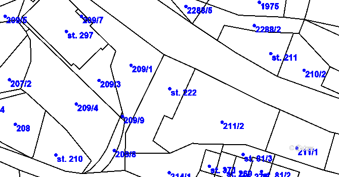 Parcela st. 222 v KÚ Radeč, Katastrální mapa