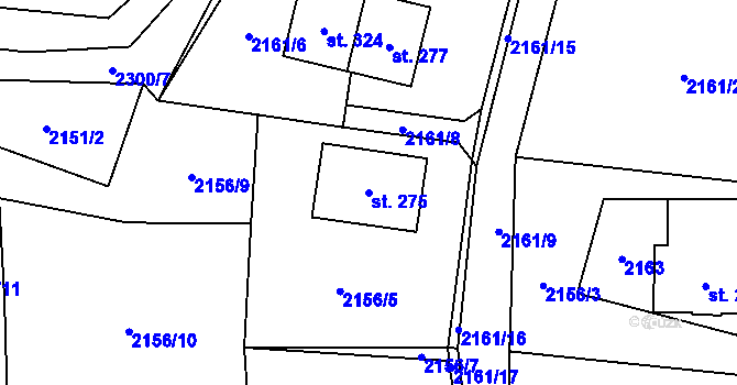 Parcela st. 275 v KÚ Radeč, Katastrální mapa