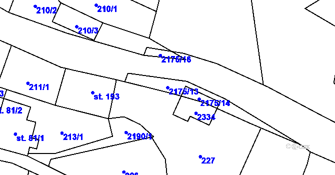Parcela st. 2175/13 v KÚ Radeč, Katastrální mapa