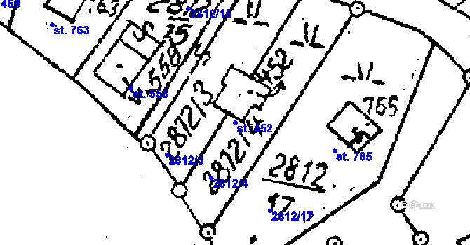 Parcela st. 452 v KÚ Radějov u Strážnice, Katastrální mapa