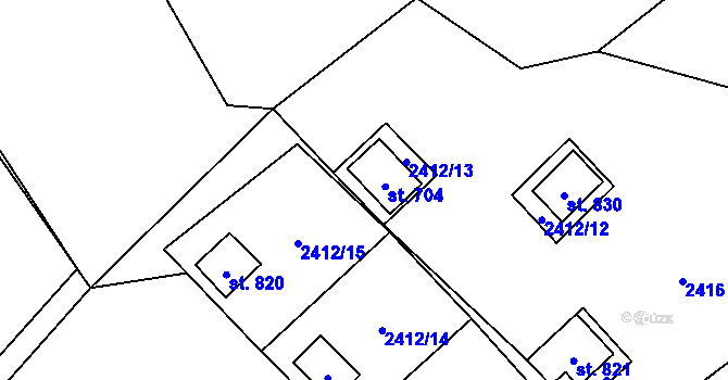 Parcela st. 704 v KÚ Radějov u Strážnice, Katastrální mapa